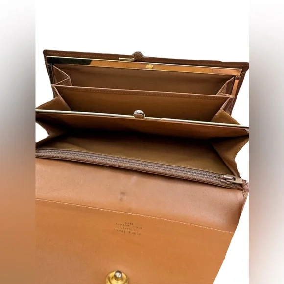 Celine Monogram Leather Long Wallet PVC W/ Kiss Lock And Gold Accents - Picture 14 of 16